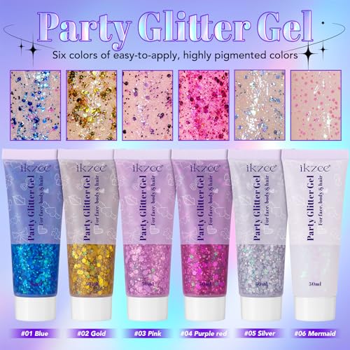 Detalle de Body Glitter Gel 50ml Mermaid Hair Face Shimmer Liquid Glitter Gel