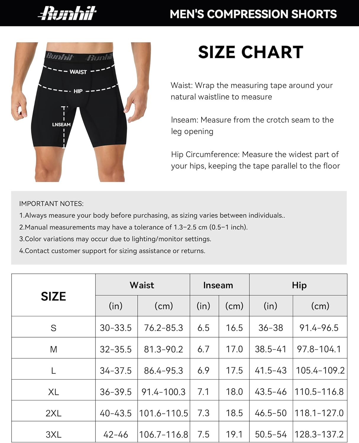 Thumbnail 6 de Runhit 1 or 2 Pack Compression Shorts for Men – Moisture-Wicking Base Layer