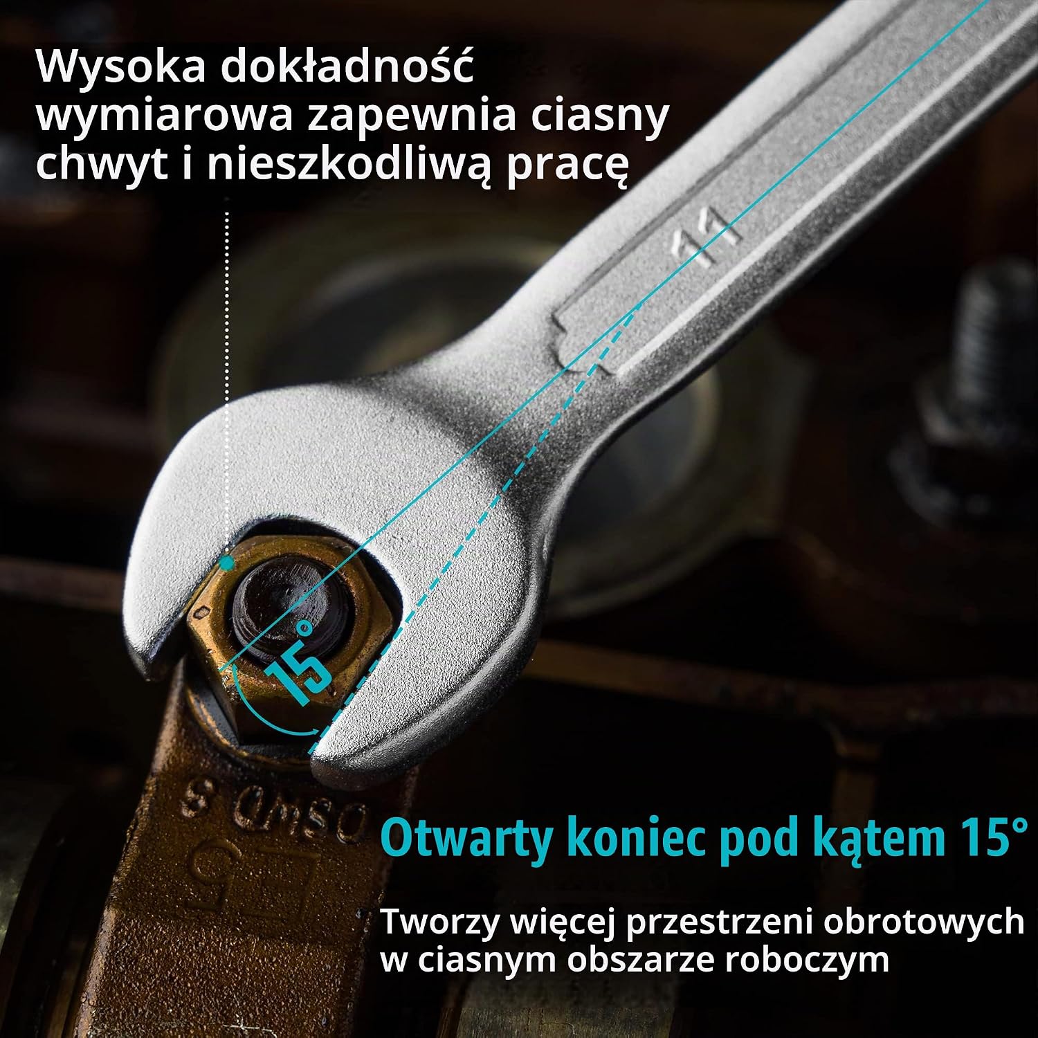 Detalle de DURATECH DTCW17M – 17 kluczy płasko-oczkowych 6–22 mm, stal Cr-V