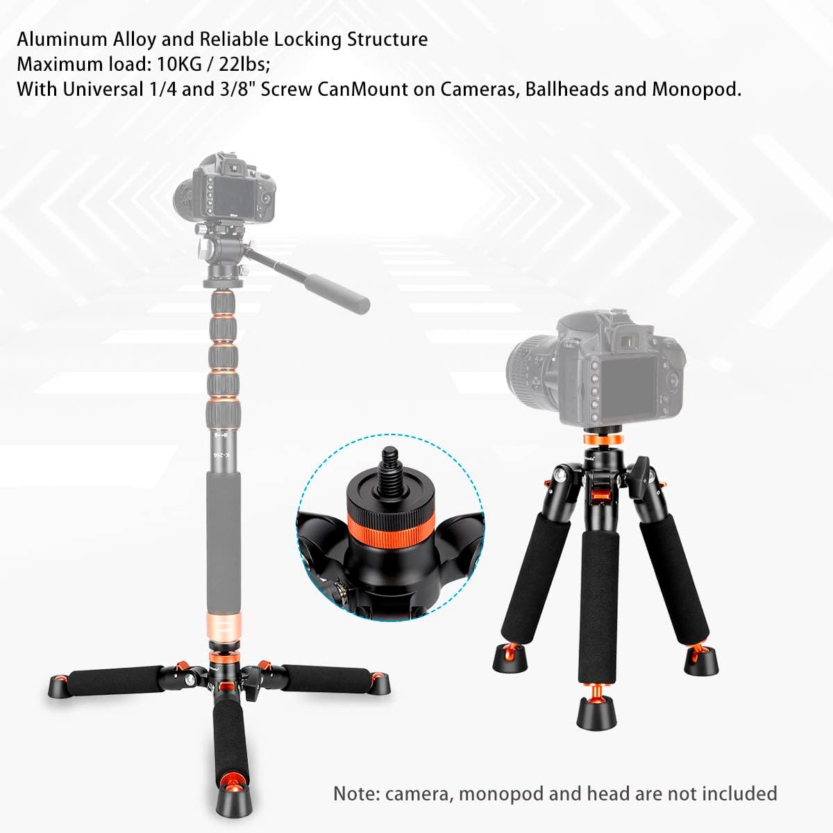Thumbnail 5 de Koolehaoda Desktop Mini Tripod / Monopod Base Stand with 1/4" and 3/8" screws