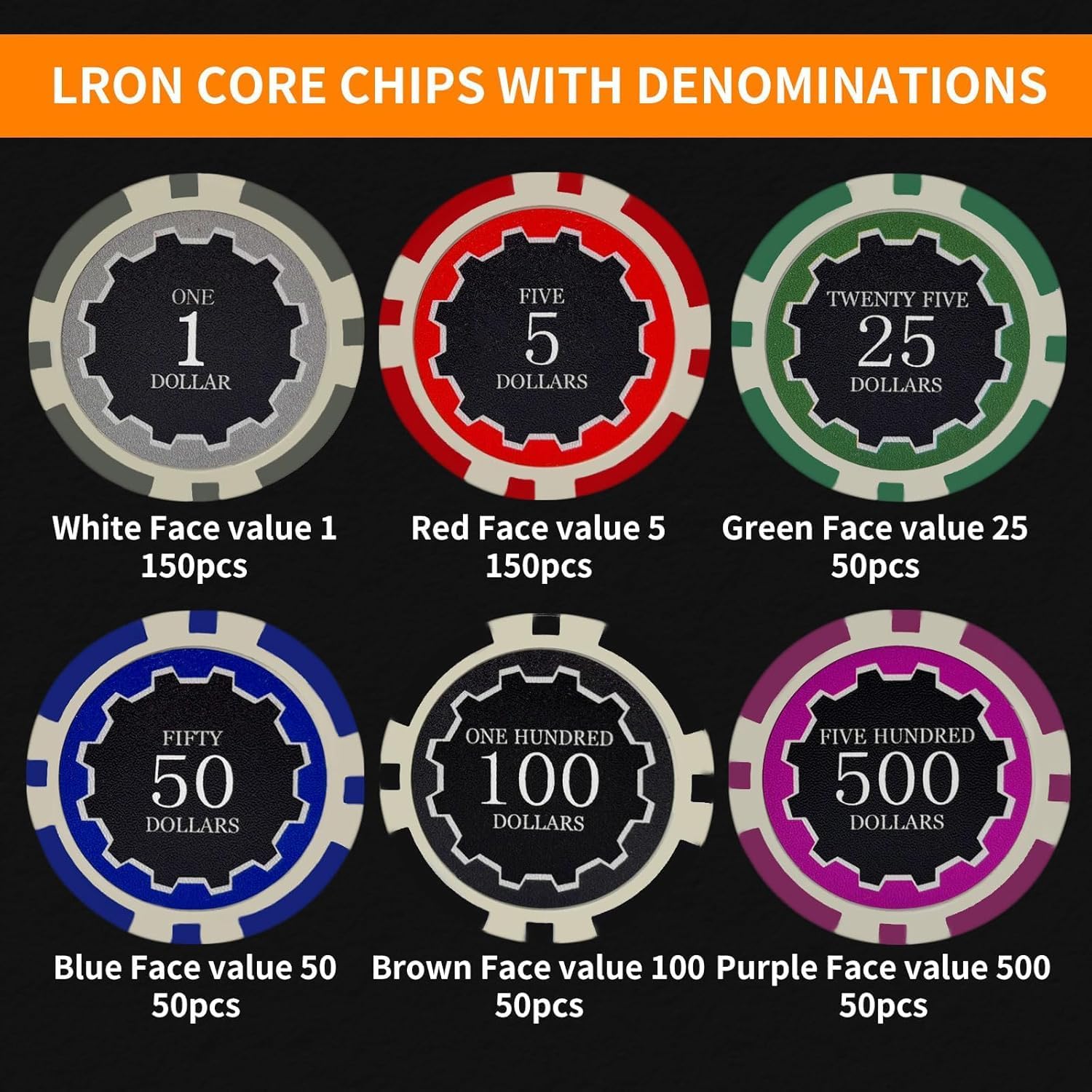 Detalle 2 de 500 Chips Professional Poker Chip Set with Aluminum Case – 11.5g Clay Composite, 2 Decks, 5 Dice, and Dealer Button