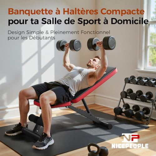 Detalle 2 de FlyBird Banc de musculation réglable pour salle de sport à la maison – 8 positions, charge maxi 300 kg