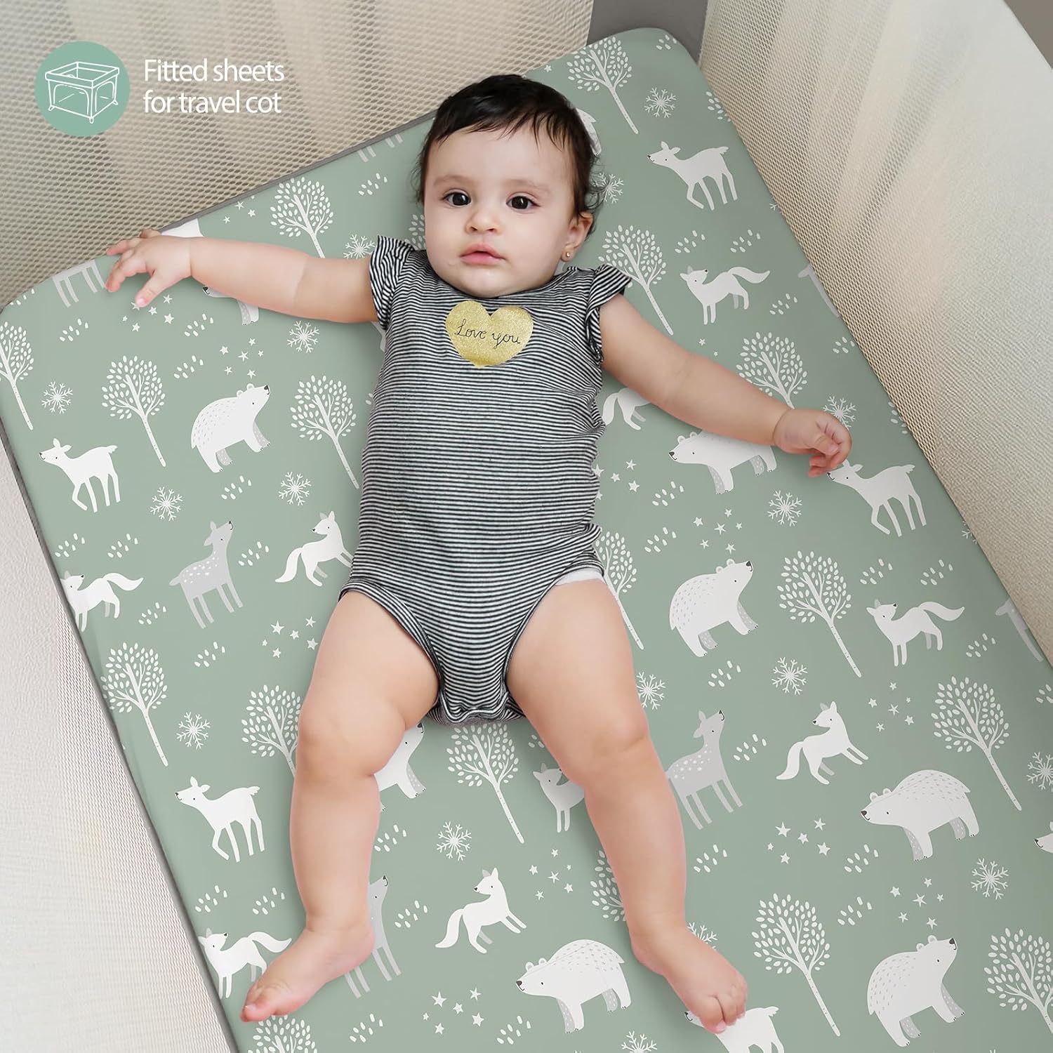 Detalle 2 de FIEMOL Travel cot sheets 95x65cm fitted