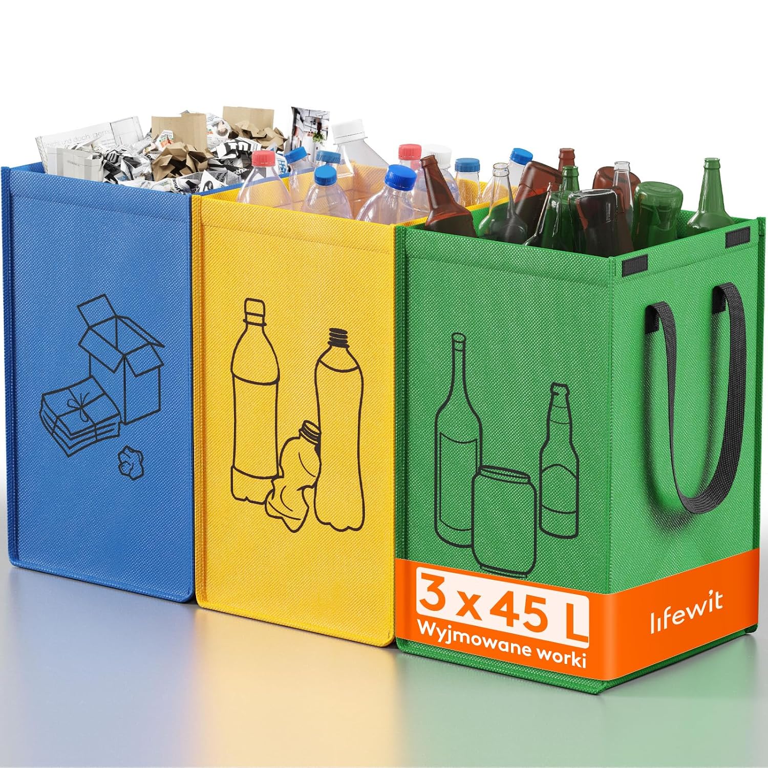 Detalle de Lifewit system segregacji odpadów, 3 worki 45 l z włókniny 160G