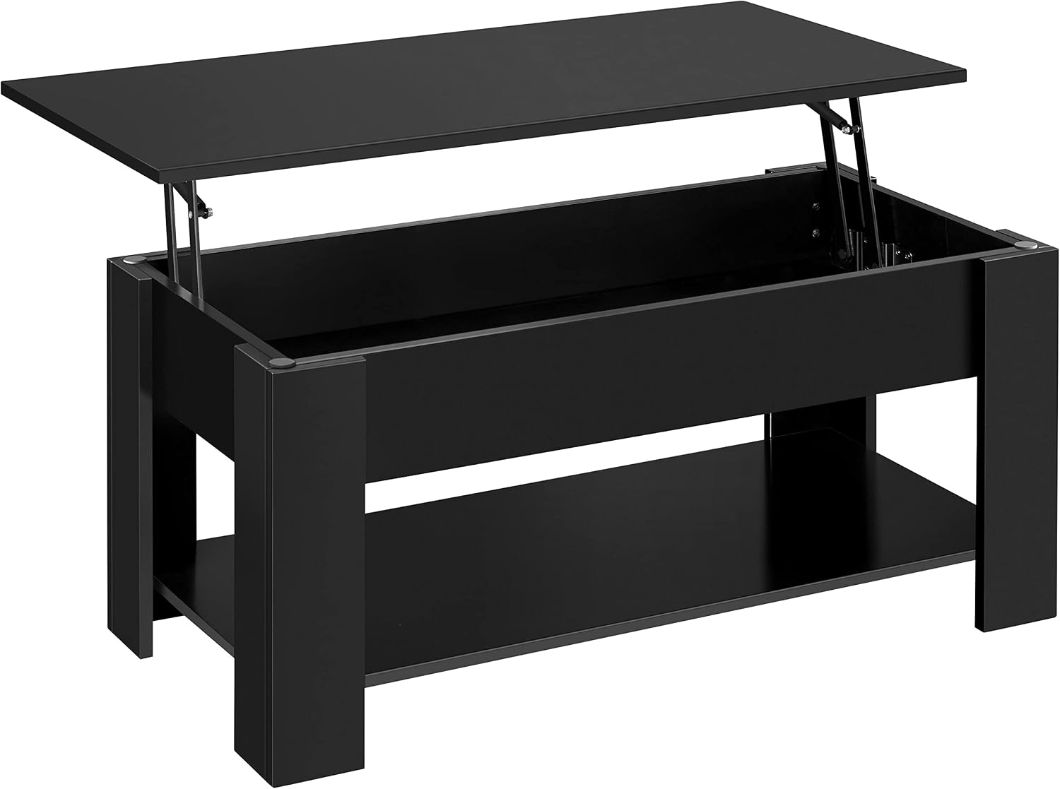 Detalle de Yaheetech 614136/613274 verstelbare salontafel met opbergruimte, zwart