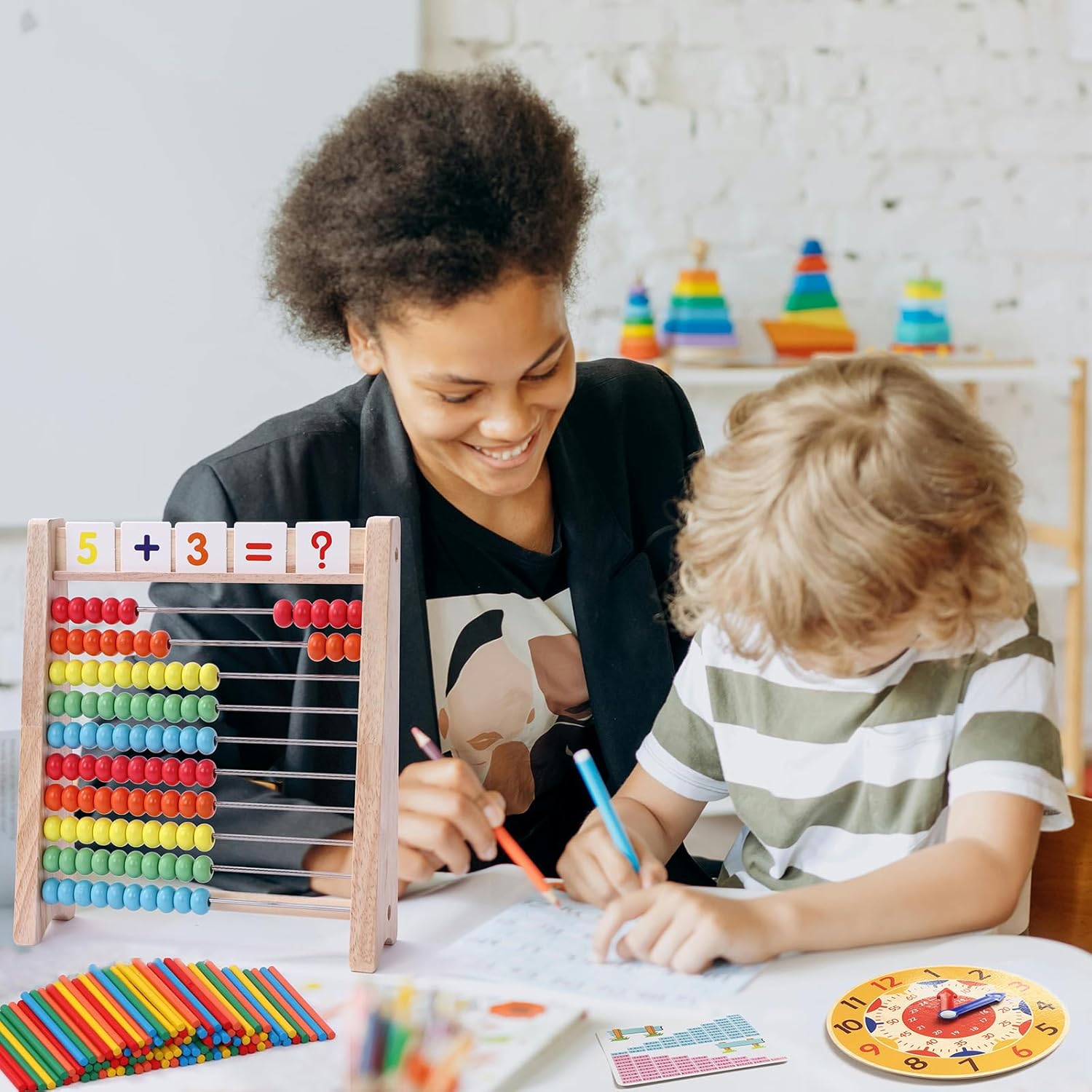 Detalle 2 de Wooden Abacus for Kids, 100 counting sticks