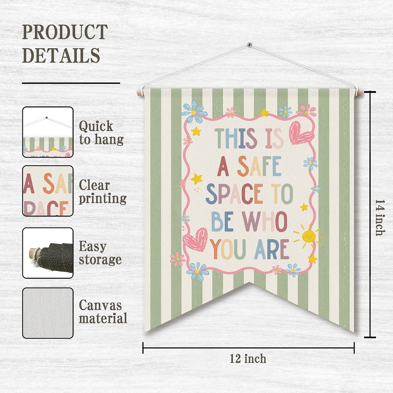 Thumbnail 6 de ANIANG Boho Classroom Mental Health Canvas Poster Hanger, 12 x 14-Inch