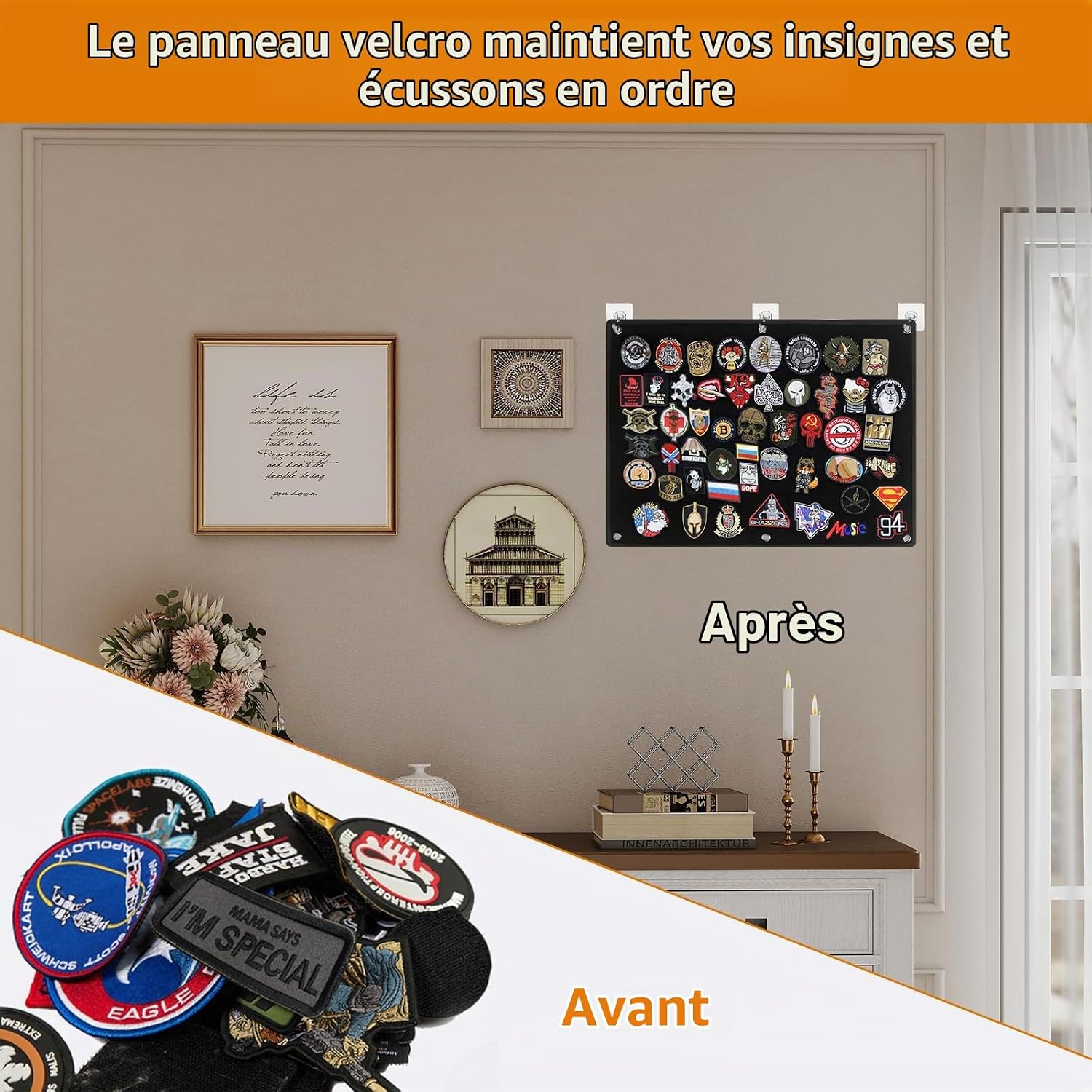 Detalle 1 de anyuan boy QT01 tactisch patchbord 60 x 45 cm, opvouwbaar met 6 haken