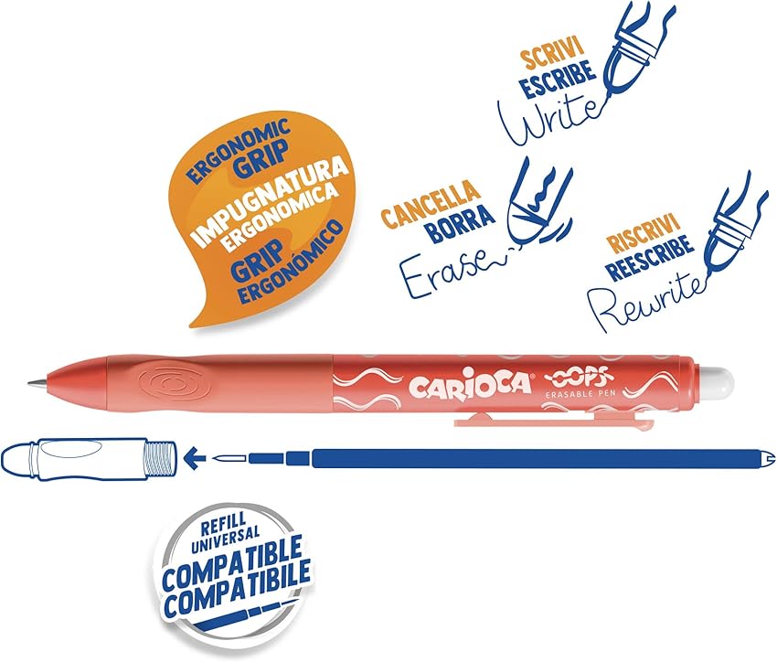 Thumbnail 1 de Carioca Oops Retráctil Rojo | Set de 12 Bolígrafos 🖊️