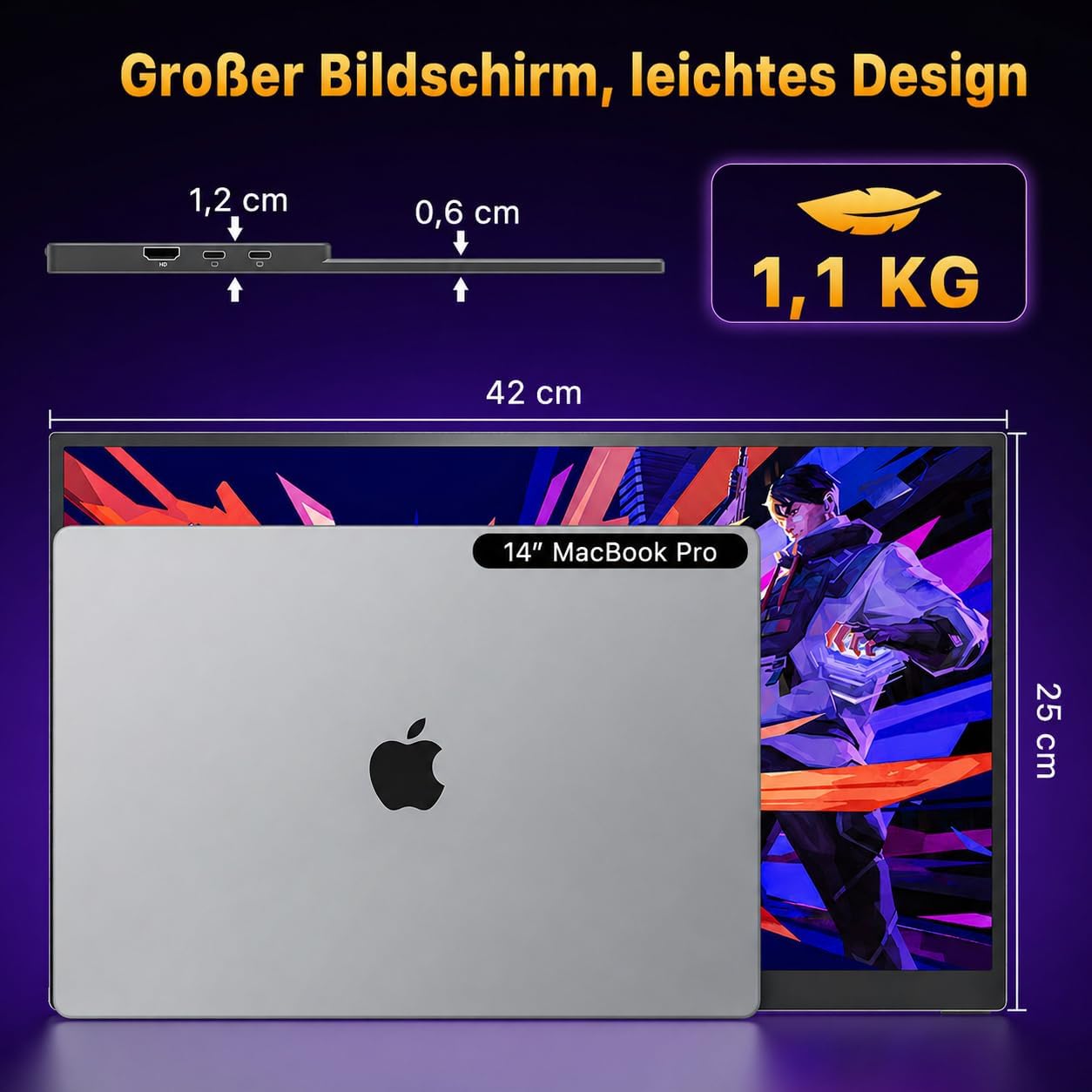 Thumbnail 6 de cocopar Portable Monitor 18,5 Zoll – 2,5K QHD, 120 Hz, mobiler Allrounder mit USB-C und HDMI