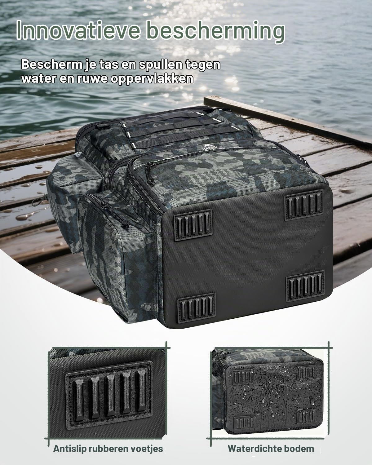 Thumbnail 6 de MATEIN visrugzak 30 liter camouflage met geïsoleerd koelvak en hengelhouders