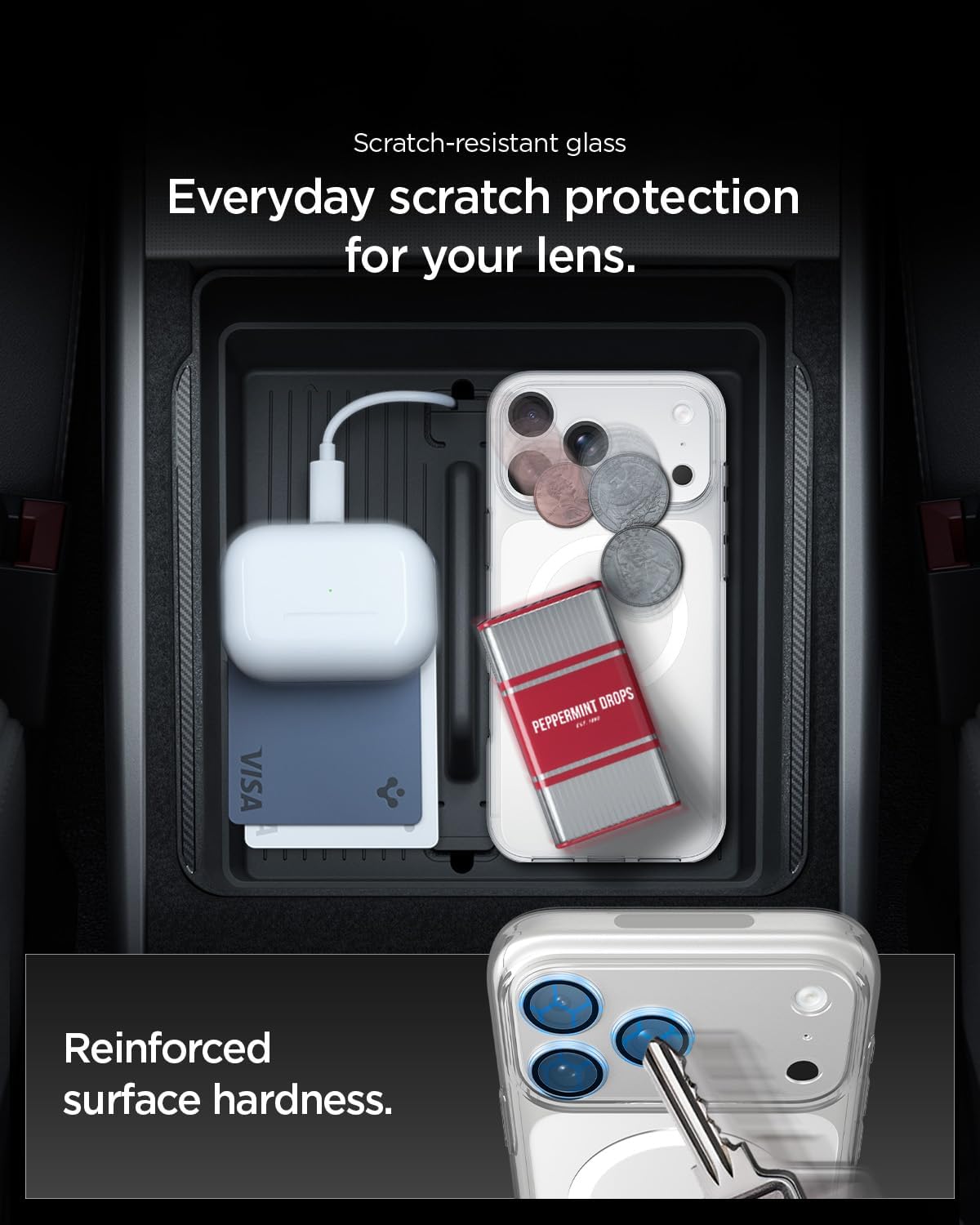 Detalle 2 de Spigen Glas.tR EZ Fit Optik Pro XL pour iPhone 17 Pro Max : protection intégrale de l’objectif, adhérence renforcée