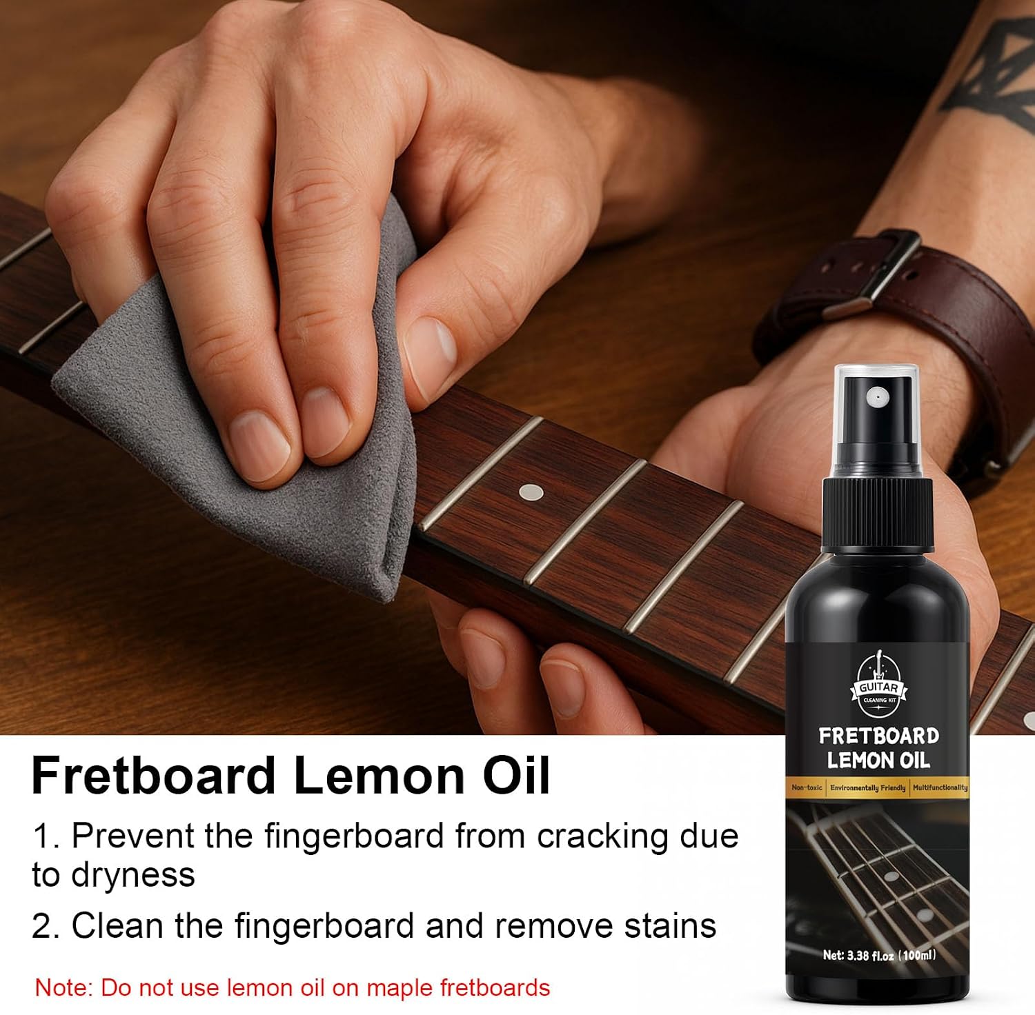 Detalle de DINGSEN Guitar Cleaning Kit-8Pc: Pro Maintenance for Every Guitar