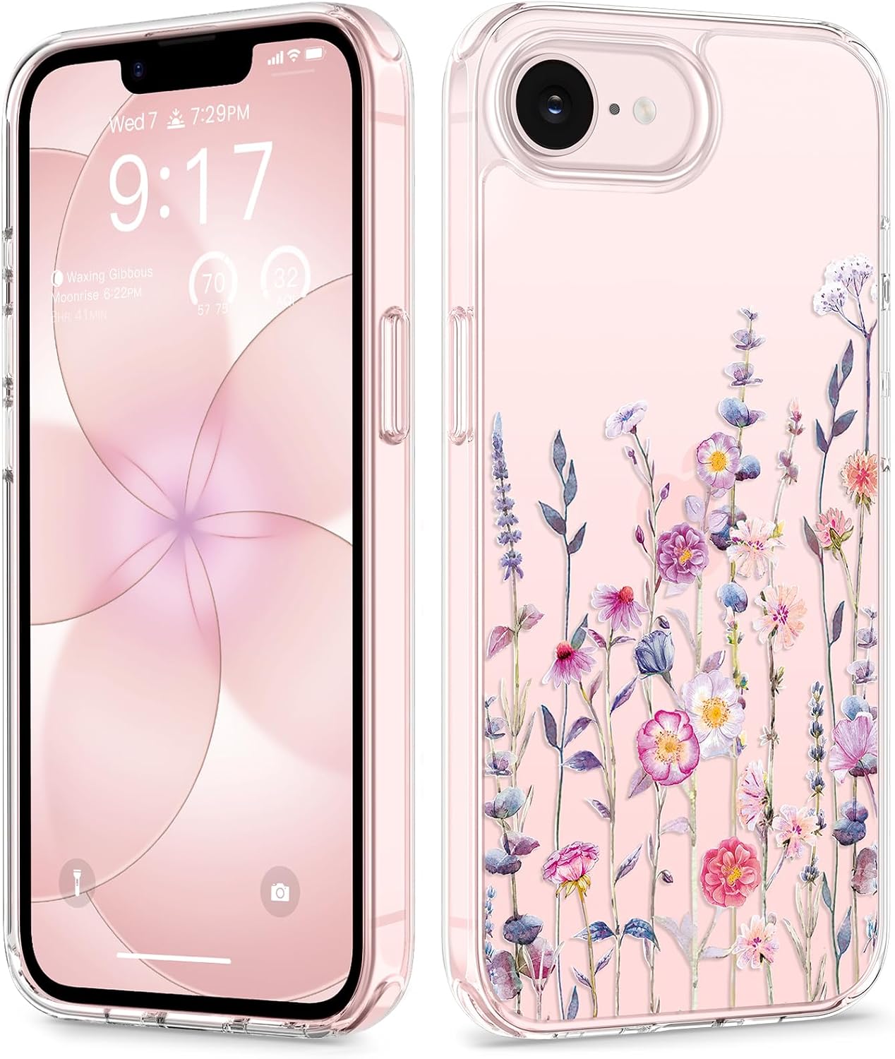 Detalle de GVIEWIN Floral Clear Case for iPhone 17e/16e