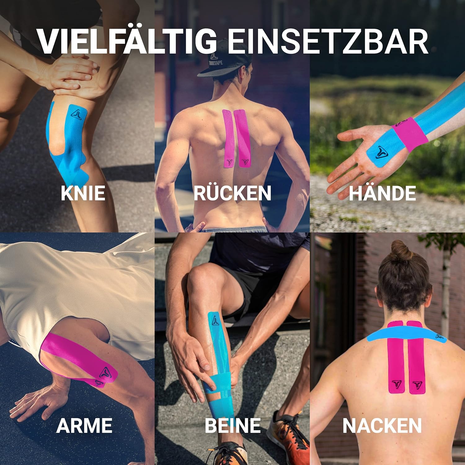 Thumbnail 3 de TRUETAPE Kinesiotape PRO Precut DUO-Pack – 2 x 20 vorgeschnittene Streifen (25 cm x 5 cm) – Wasserfeste & Elastische Kinesiotapes – Blau & Pink