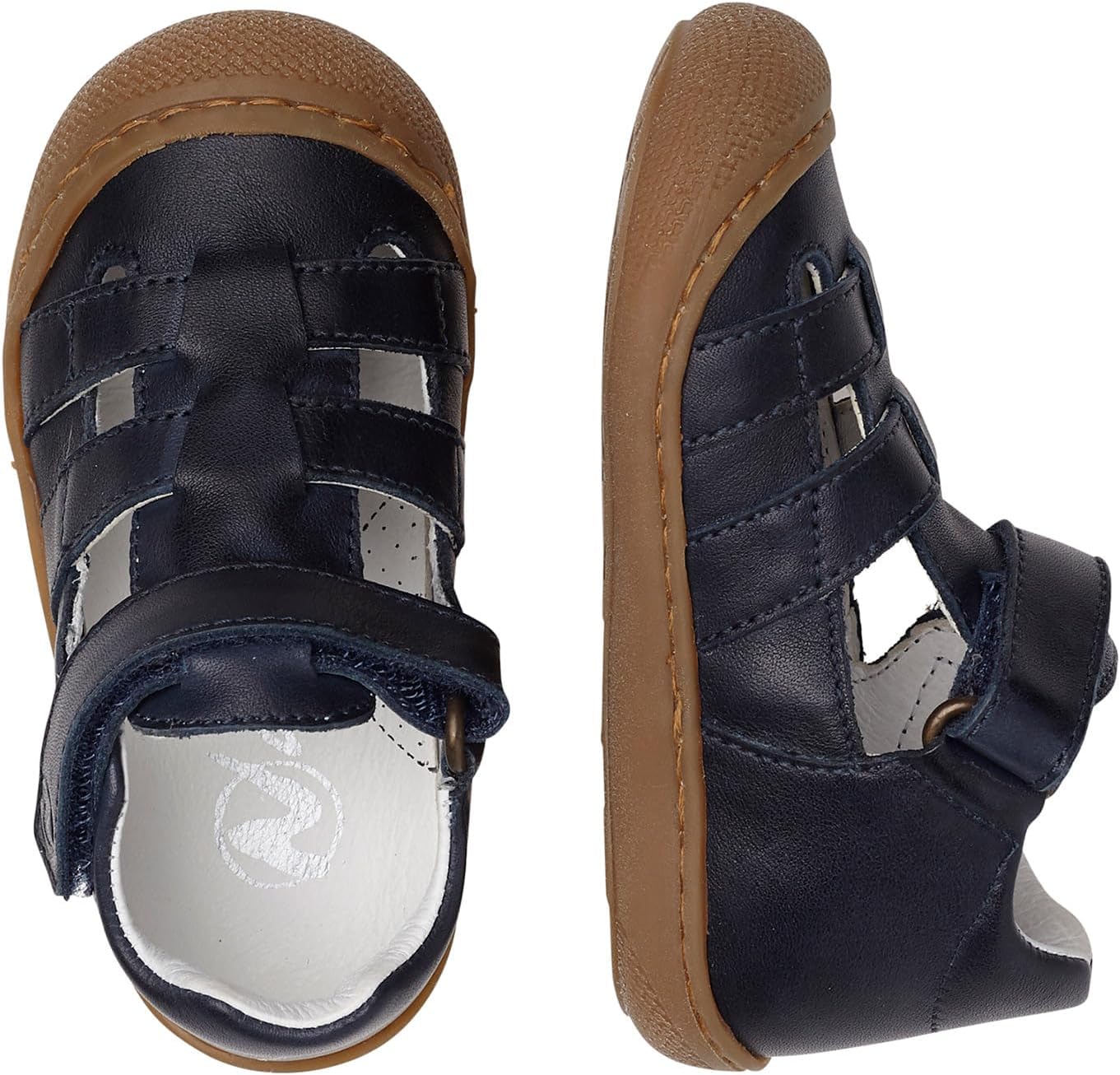 Detalle de Naturino Halb offene Sandalen aus Leder – Klettverschluss, Lederinnen- und -obermaterial