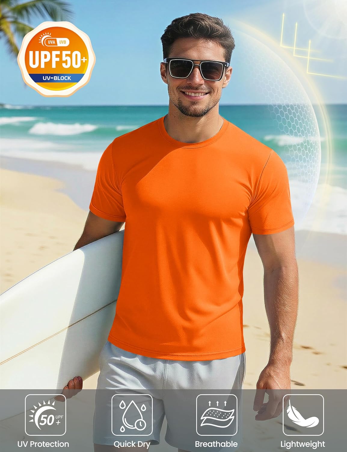 Detalle de MAGCOMSEN Men's Short Sleeve UPF 50+ T-Shirt: Quick-Dry Athletic Top