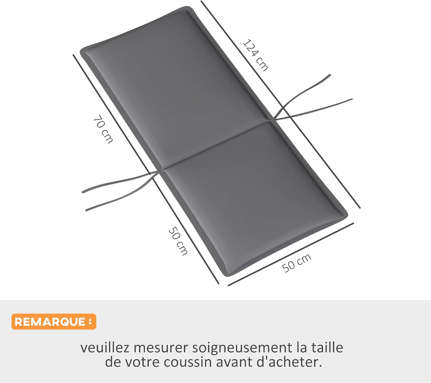 Thumbnail 6 de Outsunny 84G-670V01CG set van 4 tuinstoelkussens, UPF50+, donkergrijs