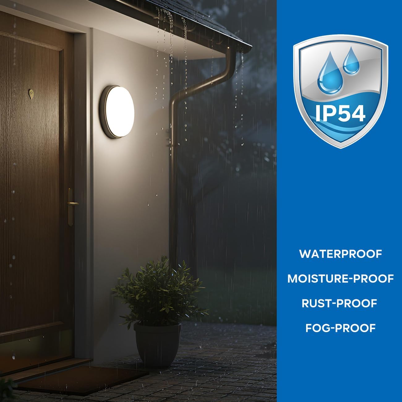 Detalle de ANWIO Applique da Esterno Nero 14W LED IP54: 1400 lm, 4000K Neutro – Luce Bianca Naturale per Esterno