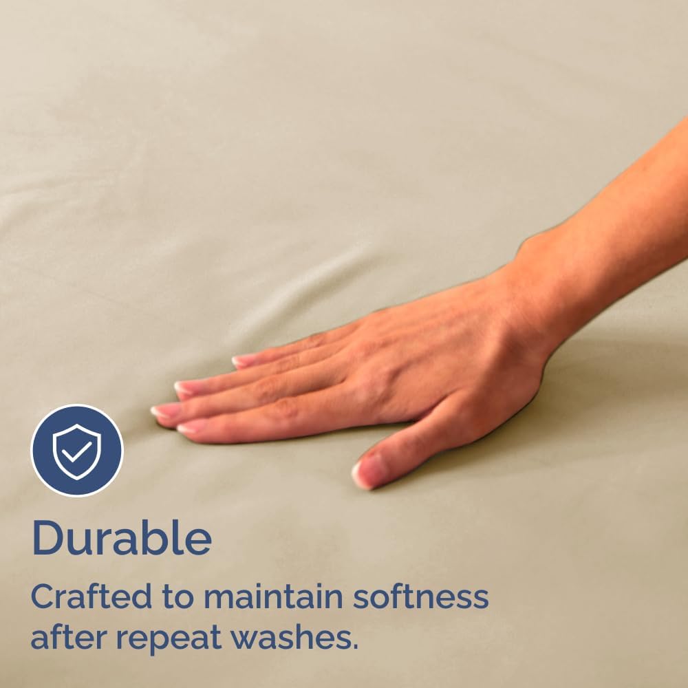 Detalle de CGK Unlimited Twin Size Flat Sheet (Wheat) — Hotel-Quality Ultra-Soft Cooling Bedding, Fade & Wrinkle Free