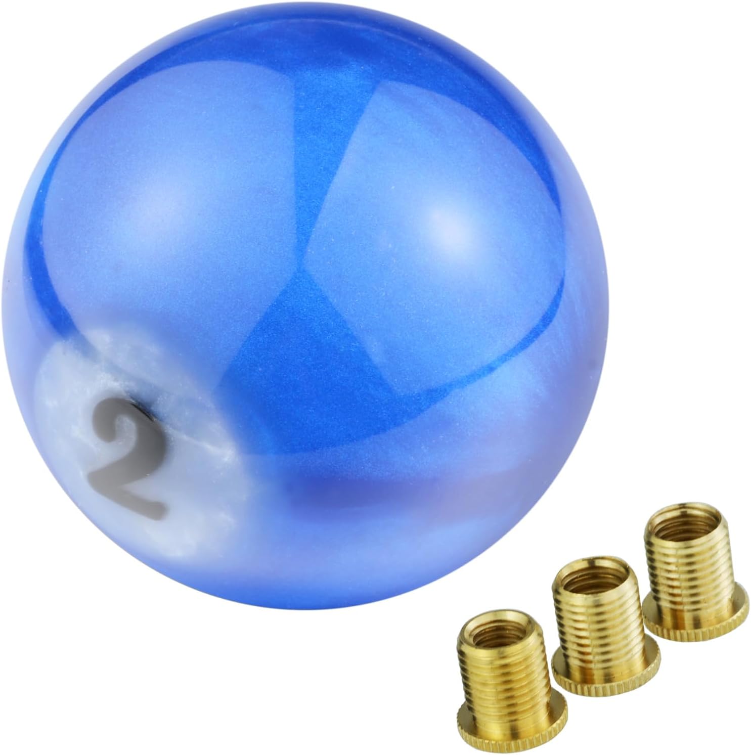 Thumbnail 5 de Temzzer Gear Shifter Knob (Billiard Shapes) Resin Shift Stick Lever Handle – White/Orange, 13