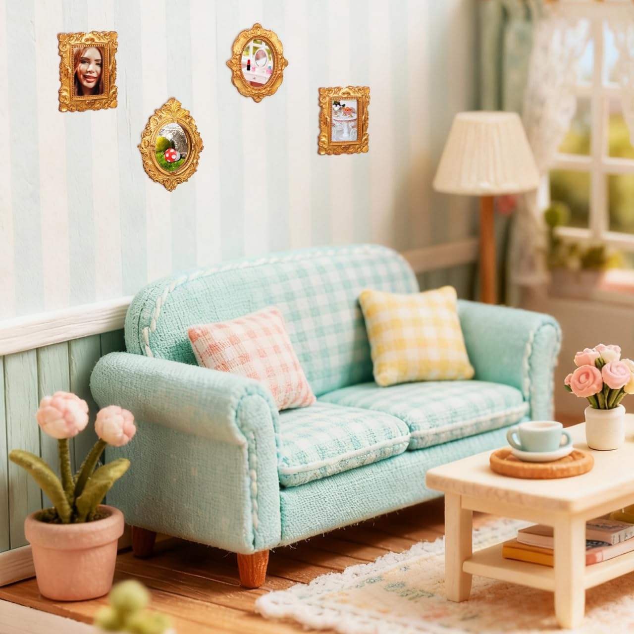 Detalle de MAGICLULU 15Pcs Miniature Photo Frames: Vintage Resin Frames for Dollhouses and Crafts