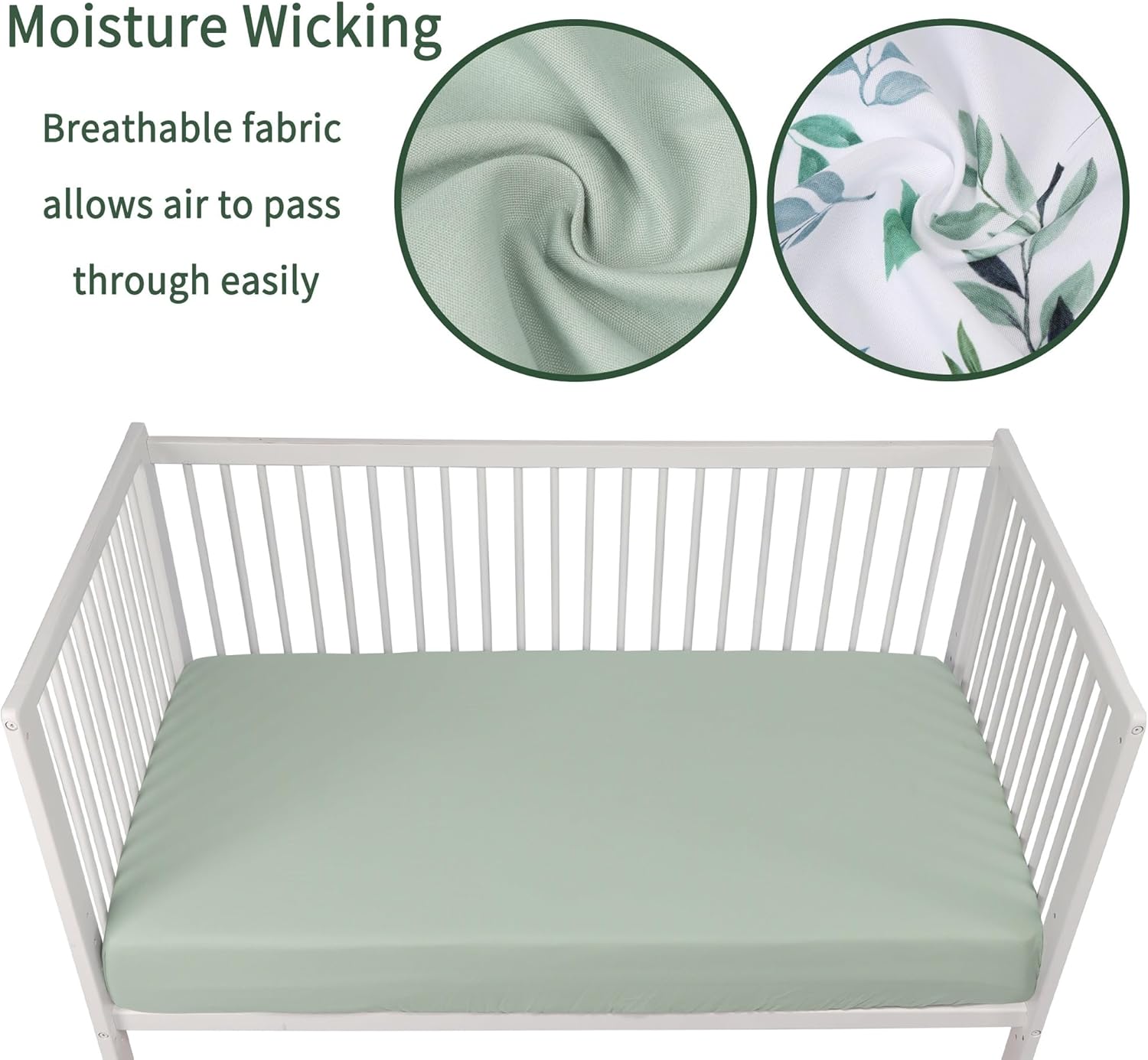Detalle de GUNTAIL 2-Pack Microfiber Crib Sheets, 52 x 28 x 8 in, Leaf & Green