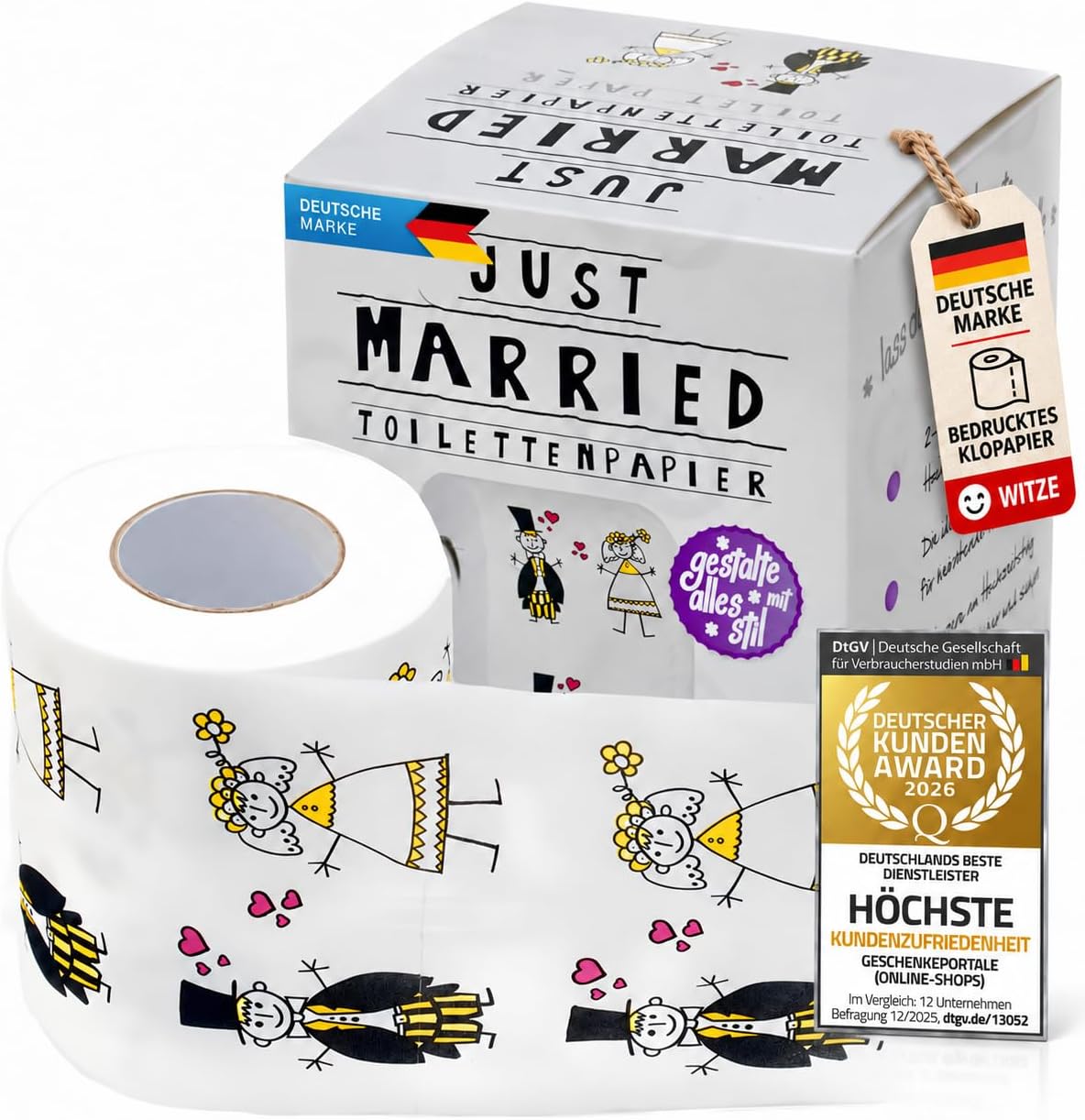 Detalle de GOODS+GADGETS Funny Wedding Toilet Paper, 2-Ply Roll with 200 Sheets