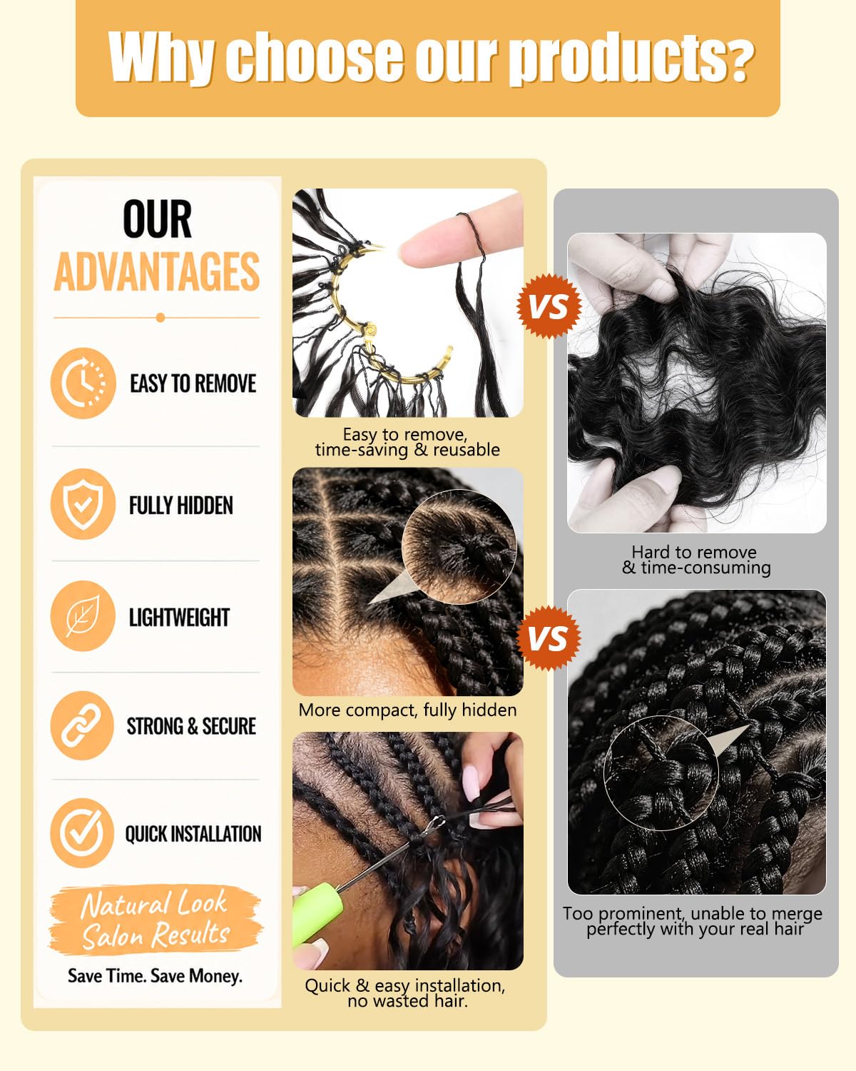 Thumbnail 1 de ISHOW Burmese Curly Crochet Hair 16", 55g, 40 Strands, Pre-Looped, Natural Black