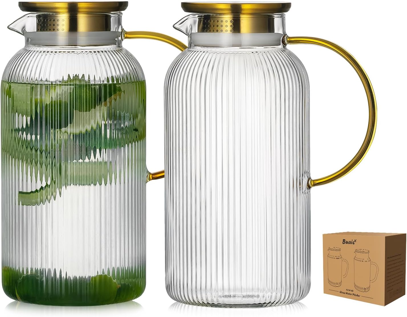 Buaic 68 oz Glass Water Pitcher with Lid 🫗