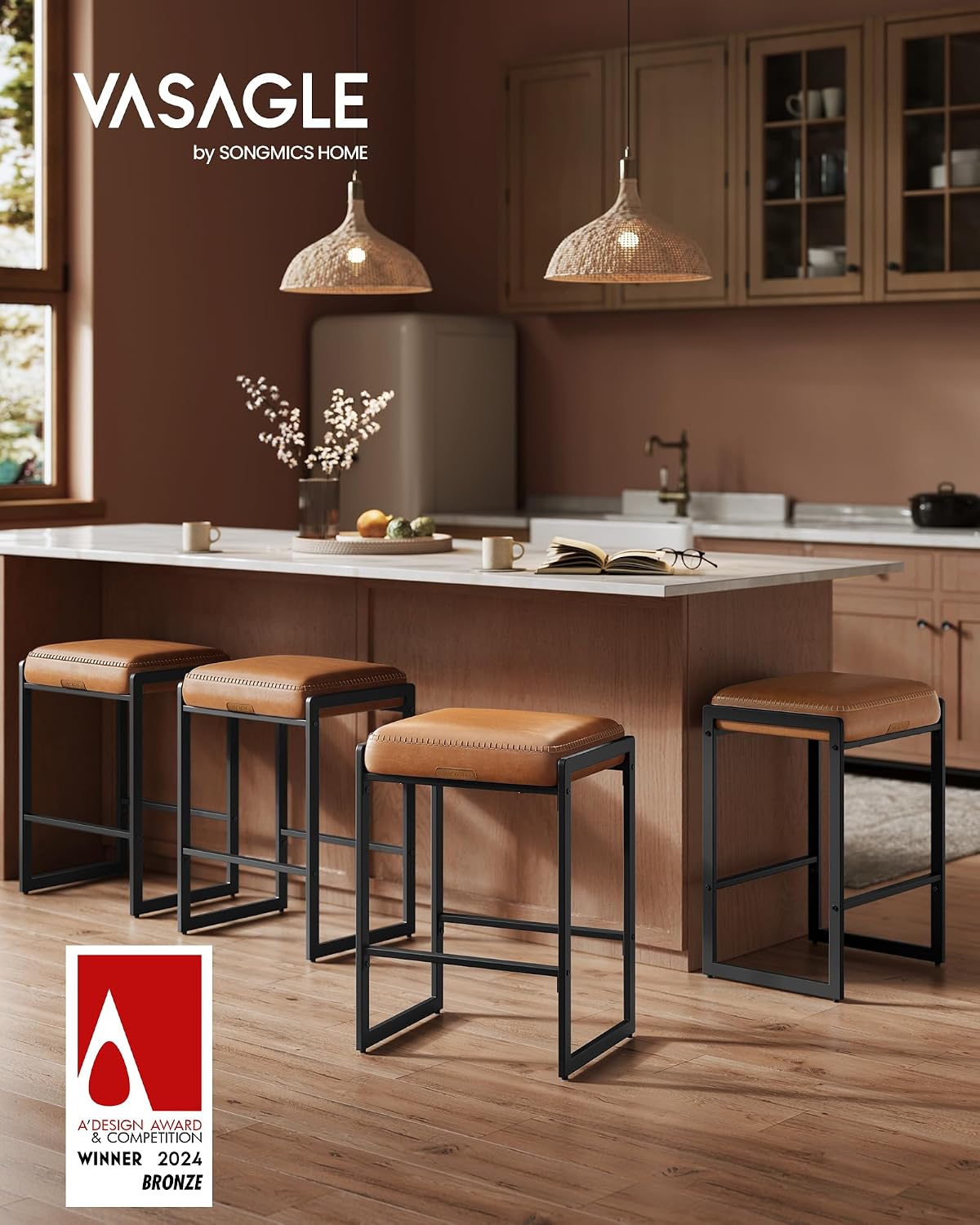 Detalle de VASAGLE Bar Stools, 26-Inch