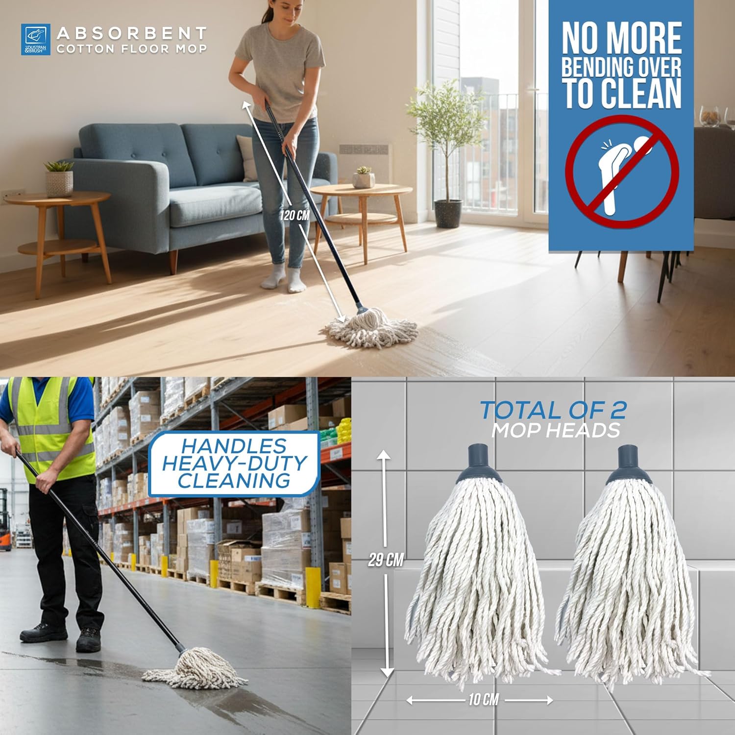 Thumbnail 6 de Cotton Floor Mops Mop System 110cm handle