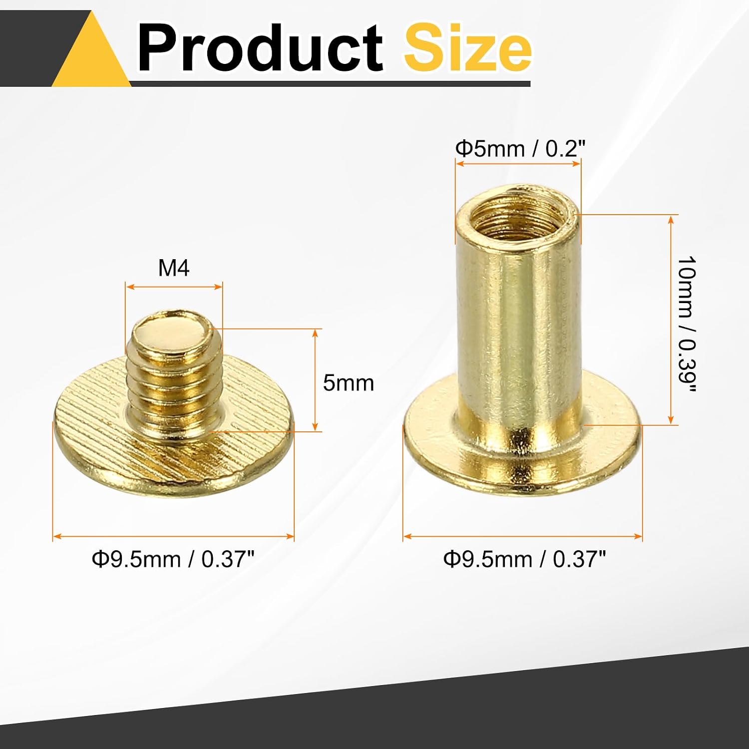 Detalle de HARFINGTON シカゴスクリュー 50セット M5×10mm 全長12mm ゴールド