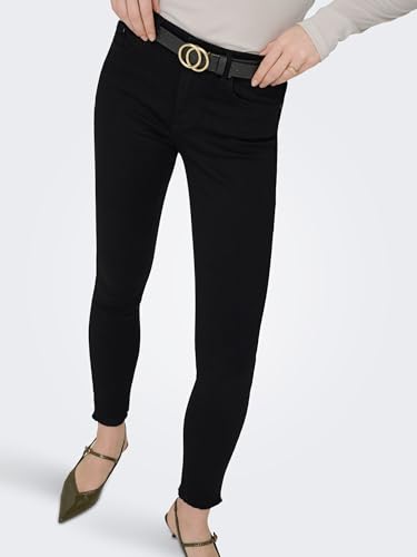 Detalle de ONLY NOS Damen Skinny Jeans onlBLUSH MID SK ANK RAWJNS REA2343 NOOS 15167313 – Schwarz Denim