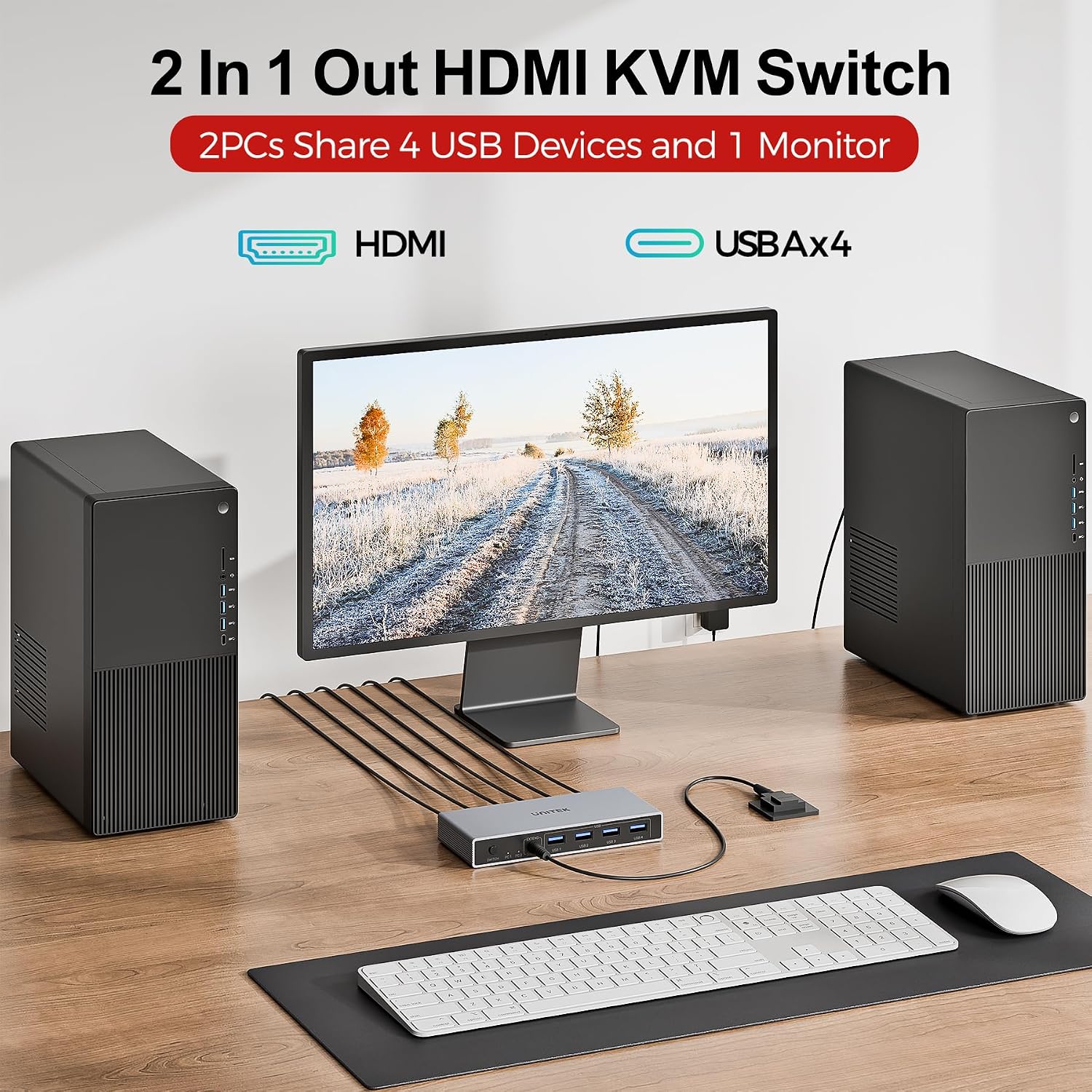 Thumbnail 2 de Unitek USB 3.0 HDMI KVM Switch for 1 Monitor, 2 Computers and 4K@60Hz