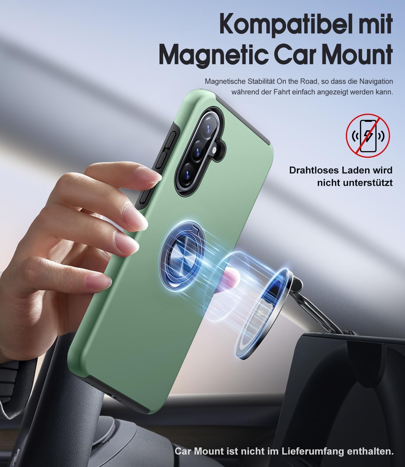 Detalle 2 de AOUIA Hülle Galaxy A56 5G – 2er Panzerglass, Militärschutz, 360° Ring