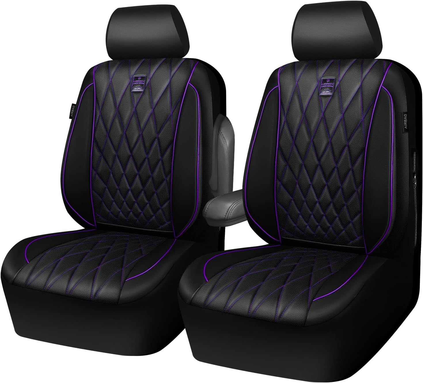 Thumbnail 6 de CAR PASS Piping Luxury Faux Leather Seat Covers 2-Pack