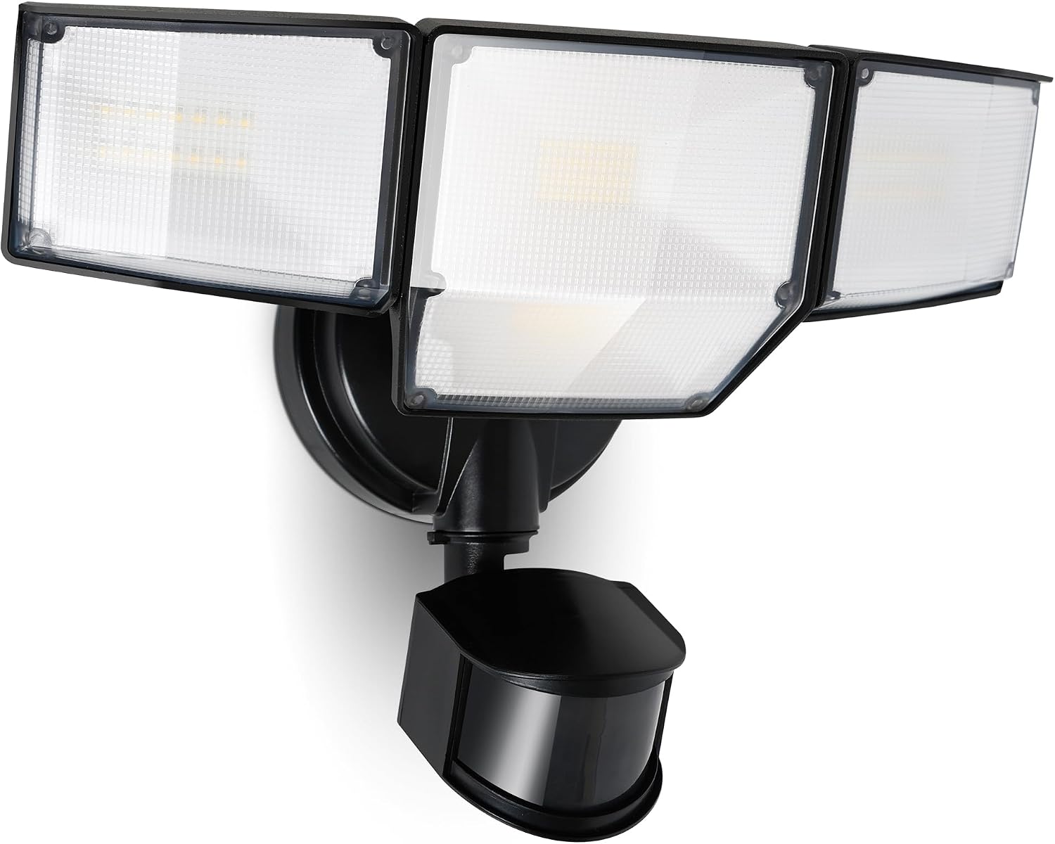 Detalle de LUTEC 7632816012 80W LED Motion-Sensor Floodlight, 9,000 Lumens, 4 Heads