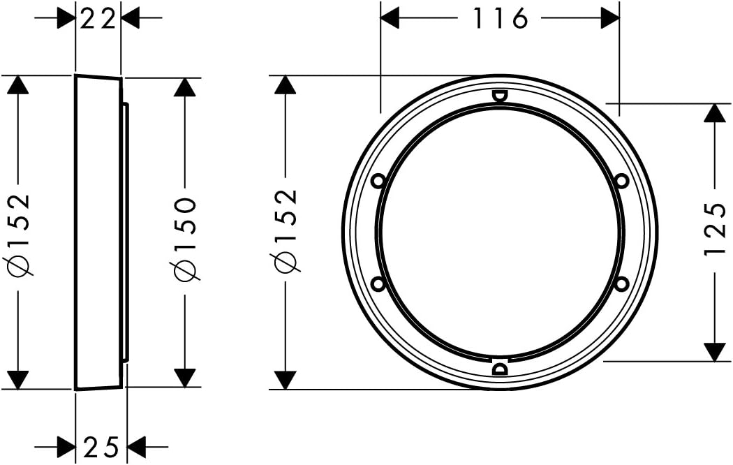 Detalle 2 de hansgrohe rozeta przedłużająca 150 mm, chrom, przedłużenie 22 mm
