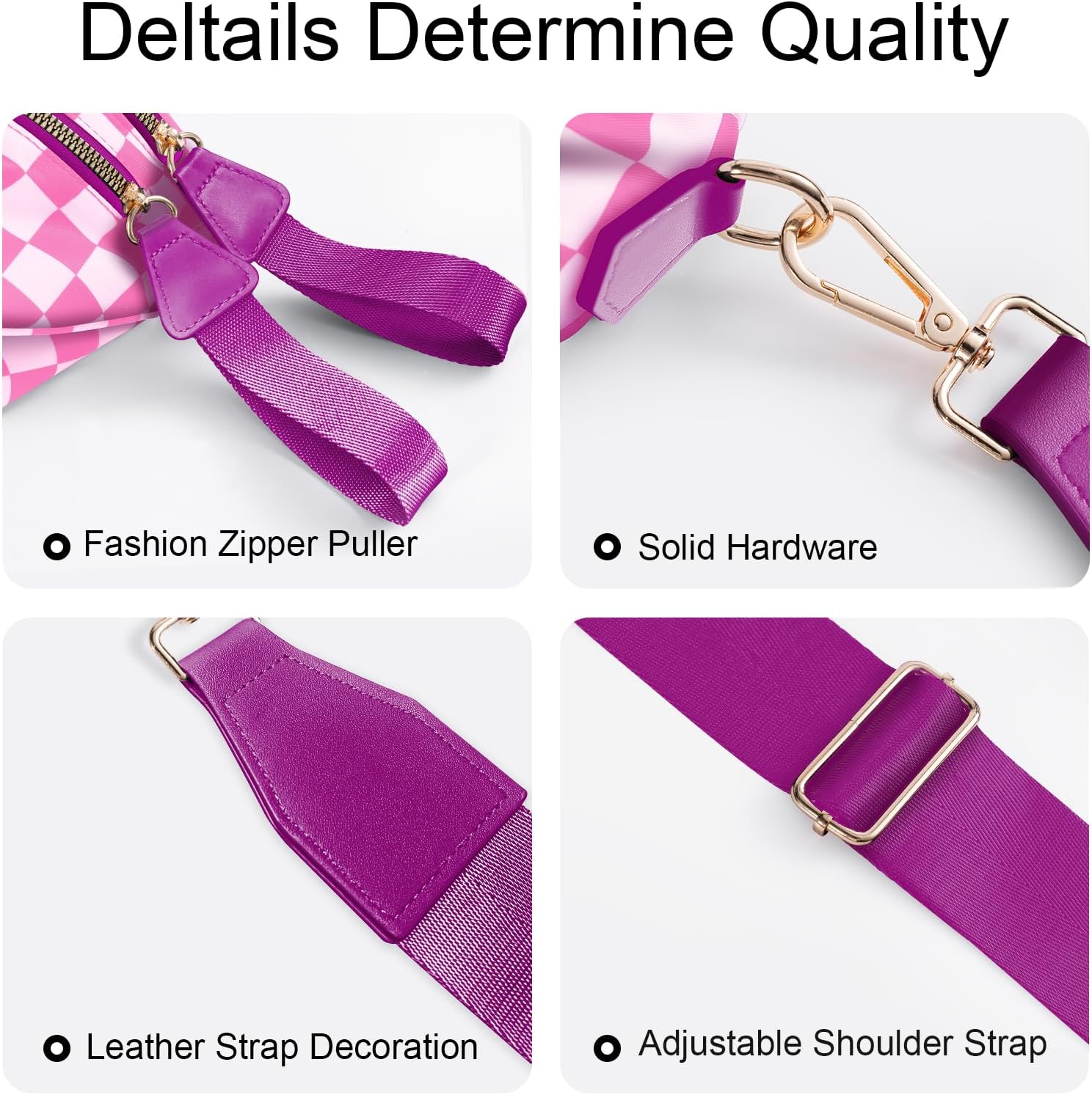 Thumbnail 4 de Rose Checkered Bum Bag with Removable Wallets