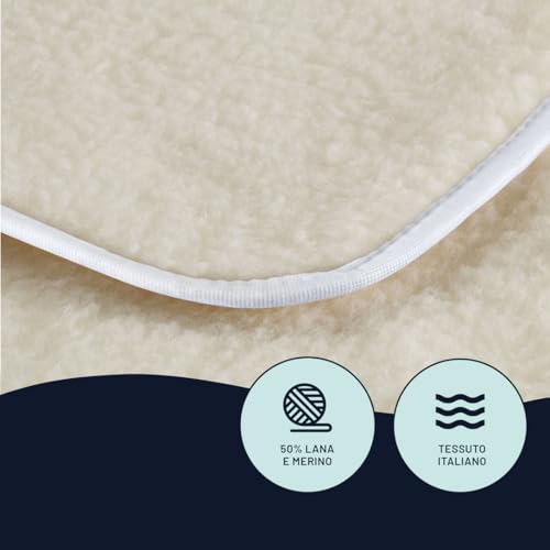 Detalle de Imetec Scaldasonno Scaldaletto singolo 150x80 lana merino: calore soffice e sicuro per notti più confortevoli