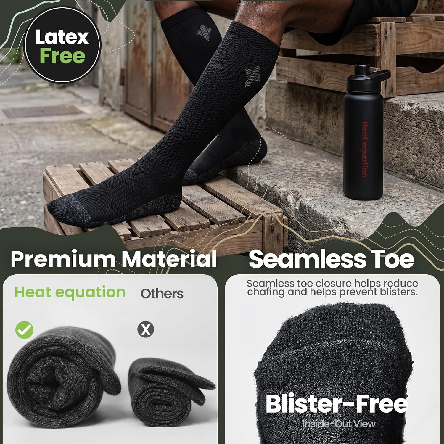 Thumbnail 4 de Heat equation Alpaca Compression Socks, 15-20 mmHg Knee-High Graduated Support