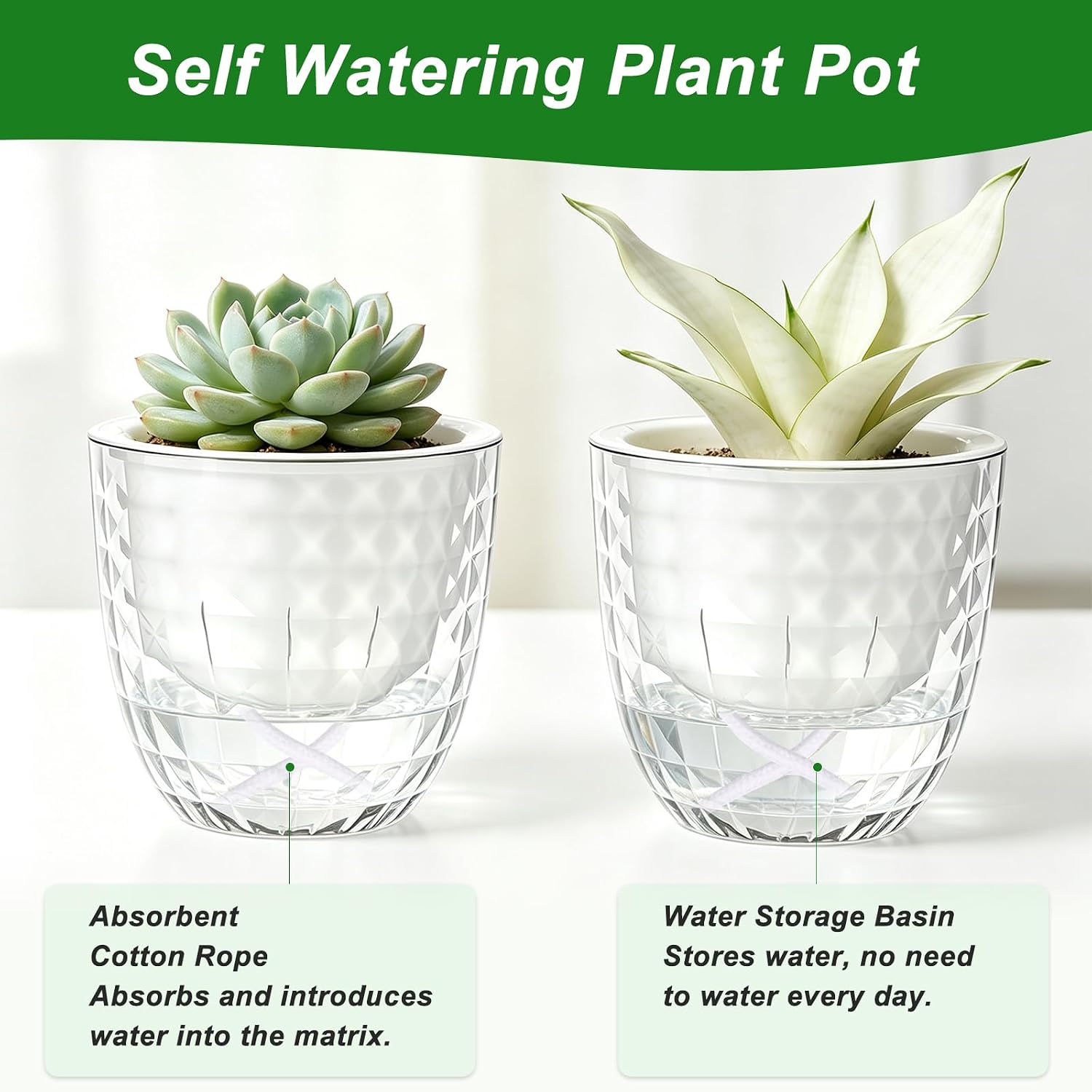 Detalle 2 de Yimomoyi Self-Watering Plant Pots, 11 cm