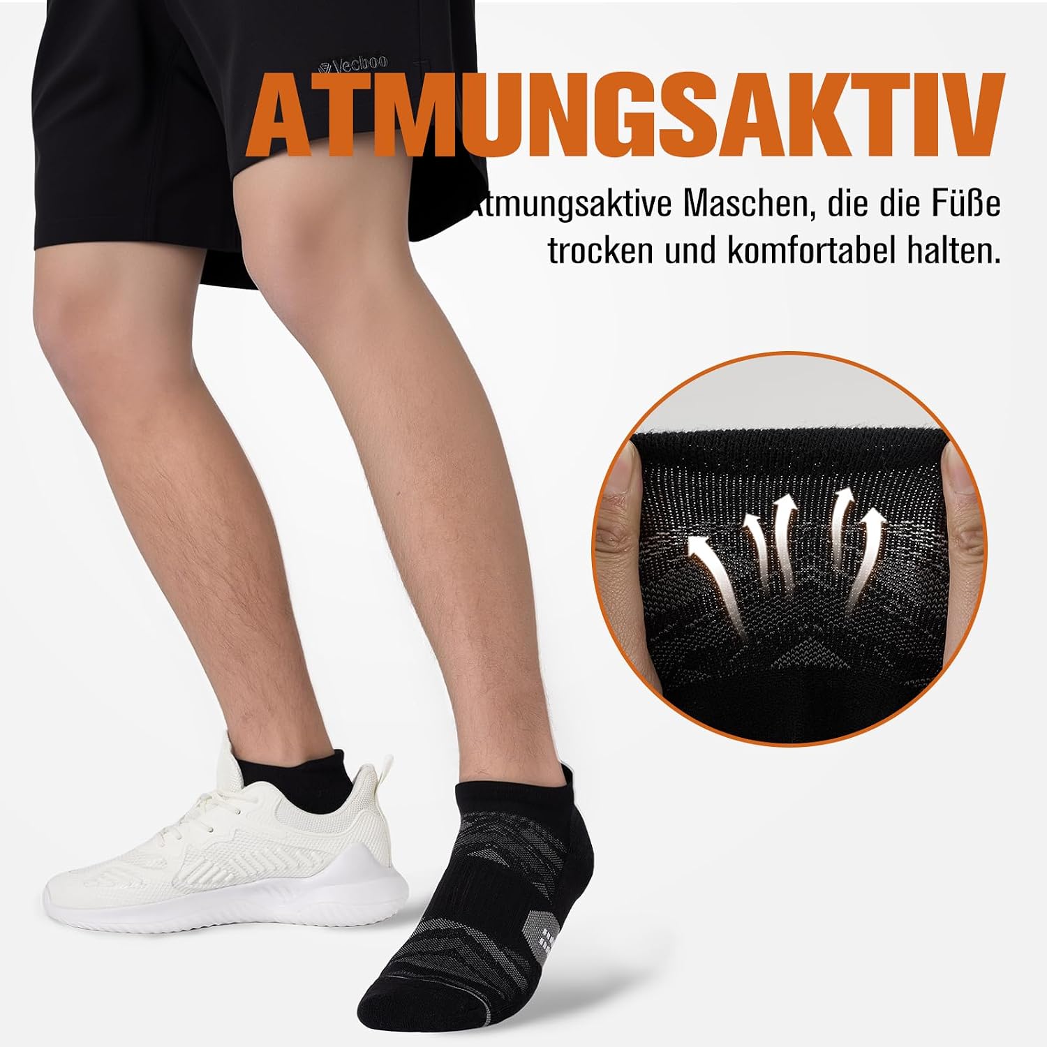 Detalle de Calzini Sportivi Niorasen Uomo Donna unisex traspiranti in cotone, 6 paia bianco e nero