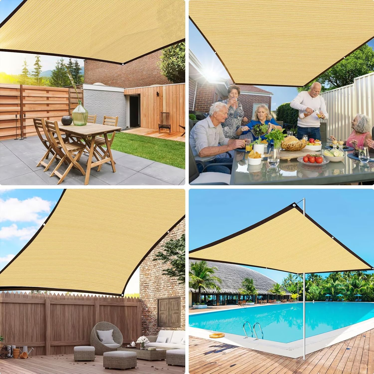 Thumbnail 5 de Filet d’ombrage WAIMDIKUL avec œillets beige 3 x 3 m (70% d’ombrage)