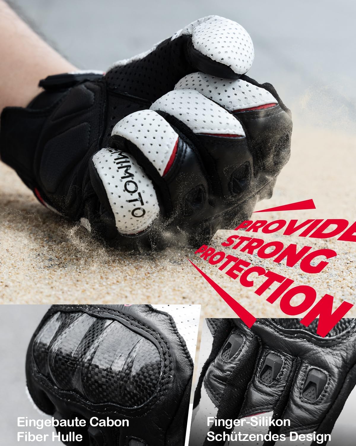 Detalle 1 de KEMIMOTO Gants de moto en cuir de chèvre