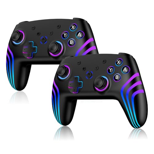 Detalle de Riscvma 2pcs Manette Sans Fil pour Switch: RGB, Double Vibration et Turbo
