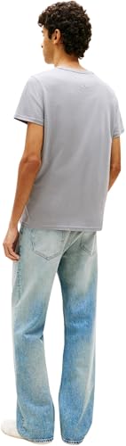 Detalle de Tommy Jeans Camiseta de Manga Corta Hombre Original Slim Fit – Gris Gravel Grey, Talla S