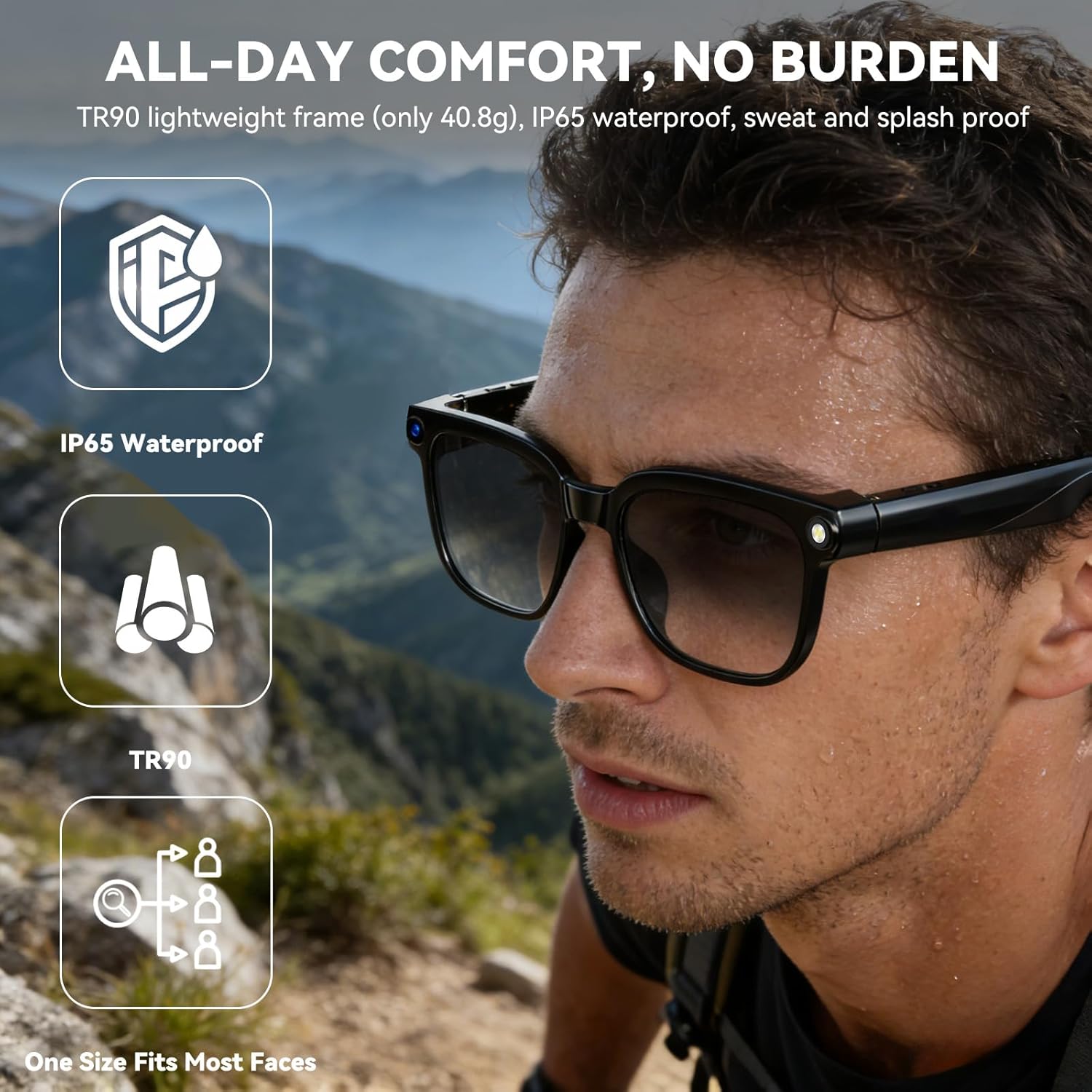 Thumbnail 6 de AI Smart Glasses with Camera, 8MP HD Capture, 1080P Video, and Real-Time Translation
