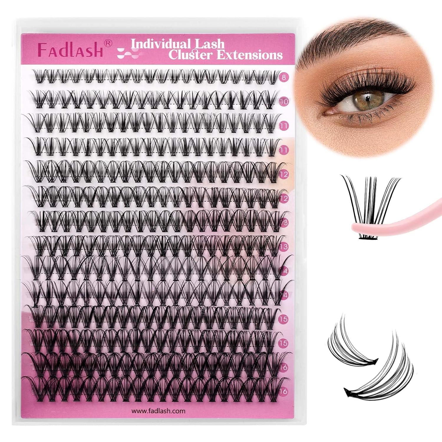 Detalle de Wimpern Einzelcluster 0,07 mm, 8–16 mm